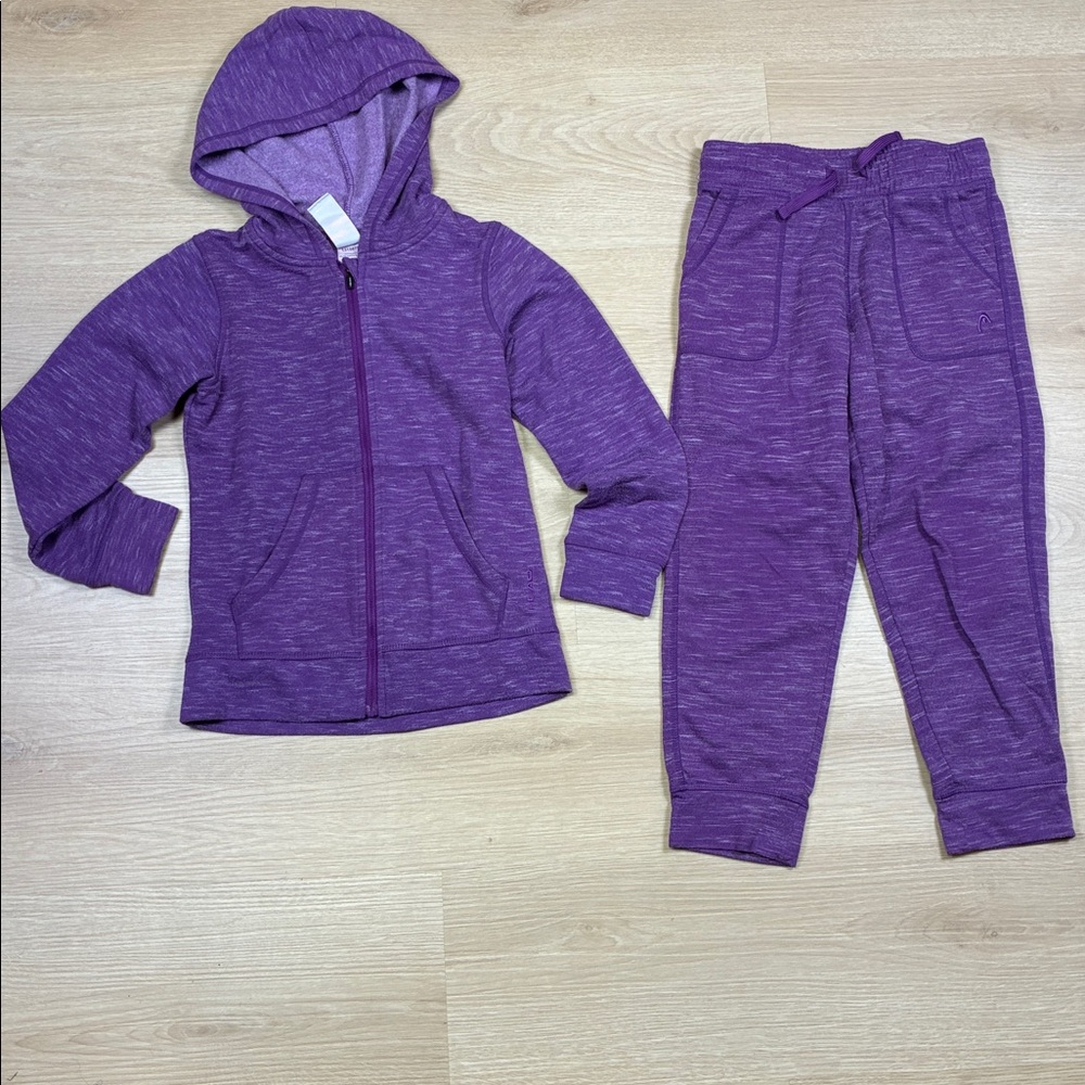 Head Purple Sweatshirt & Sweatpants Set Girl’s size 5/6